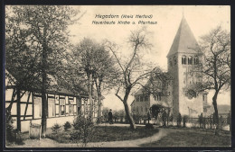 AK Hagedorn / Kirchlengern, Neuerbaute Kirche Und Pfarrhaus Mit Garten  - Kirchlengern