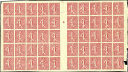 France Variétés  N°129d 10c Semeuse Lignée Feuille De 50 Timbres Non Dentelés (3ex Déf)  Qualité:** Cote:17500 - 1903-60 Semeuse Lignée