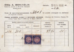 Regno D'Italia (1938) - Tassa Di Scambio Acque E Bevande Gassate - 5 + 5 Lire, Su Nota Di Accompagnamento - Revenue Stamps