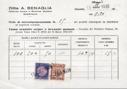 Regno D'Italia (1938) - Tassa Di Scambio Acque E Bevande Gassate - 5 + 10 Lire, Su Nota Di Accompagnamento - Revenue Stamps