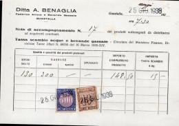 Regno D'Italia (1938) - Tassa Di Scambio Acque E Bevande Gassate - 5 + 10 Lire, Su Nota Di Accompagnamento - Revenue Stamps