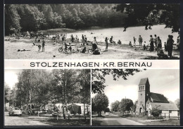 AK Stolzenhagen / Bernau, Blick Auf Die Kirche, Campingplatz, Strandpartie  - Bernau