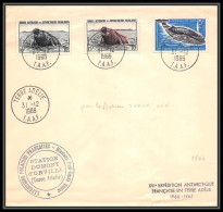 1195 Taaf Terres Australes Antarctic Lettre (cover) TAAF N° 22 + 6 + 7 Terre Adélie Du 31 12 1966 Station Urville - Lettres & Documents