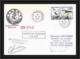 1715 Op 91/2 Marion Dufresne 14/12/1990 Signé Signed Loudes TAAF Antarctic Terres Australes Lettre (cover) - Lettres & Documents