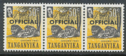 TANGANYIKA 1961, Provisional OFFICIAL Issue 50 C Lions U/M Mint Never Hinged Strip Of Three - Tanganyika (...-1932)