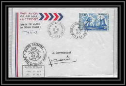 2163 Marion Dufresne 31/12/1975 Signé Signed Bateau (boat-SHIP) TAAF Antarctic Terres Australes Lettre (cover) - Covers & Documents