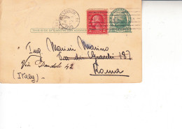 STATI UNITI    1929 -  Intero Postale  Per Italy (Roma) - 1921-40