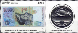 España 2021 Edifil 5505 Sello ** Numismática Ultimo Billete Y Viñeta Moneda De Peseta Michel 5554Zf Yvert 5260 Spain - Unused Stamps
