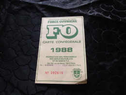 VP-391 , Carte Confédérale Force Ouvrière 1988 - Cartes De Membre