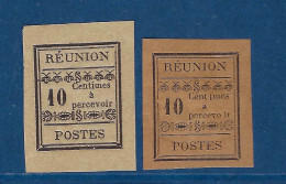 Réunion - Taxe Premier Tirage - YT N° 2 ( * ) Deux Couleurs Différentes - Neuf Sans Gomme - 1891 - Timbres-taxe