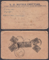 Federated Malay States 1927 Used Cover To India, Tiger, Tigers Stamps - Federated Malay States