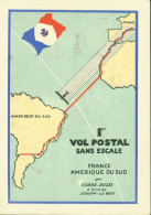 CP Par Avion 1er Vol Postal Sans Escale France Amérique Du Sud Cachet Raid Interrompu 17 2 35 - 1927-1959 Covers & Documents