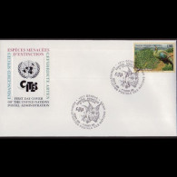 UN-GENEVA 2001 - FDC-368 Green Peafowl 90c - Cartas & Documentos