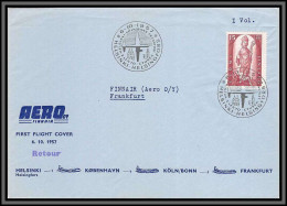 10930 First Flight 6/10/1957 Finnair Helsinki Copenhagen Koln/Bonn Frankfurt Aviation Lettre Cover Finlande Suomi - Cartas & Documentos