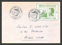 10357 Porte Timbre Amicale Philatelique Annecy 1986 Pour Lahitte Lyon Lettre Cover France  - Storia Postale