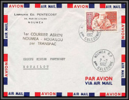 10291 1er Courrier Aerien Noumea Houailou Par Transpac 7/2/1962 Lettre Cover Nouvelle Caledonie Aviation  - Cartas & Documentos