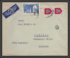 10218 Par Avion Paris Luebeck Zone Anglaise Allemagne Germany 1950 Lettre Cover France Aviation  - 1927-1959 Covers & Documents