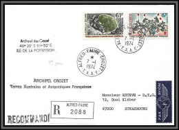 10097 N°52/53 FLORE Alfred Faure Archipel Des Crozets 7/1/1974 Recommandé Par Avion Lettre Cover Terres Australes Taaf  - Covers & Documents