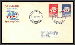 11878 N°383/384 Croix Rouge Red Cross 24/6/1959 Fdc Lettre Cover Bid,1.75 Denmark  - FDC