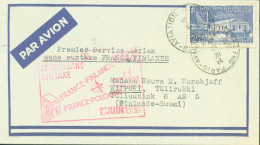 Par Avion 1er Premier Service Aérien Sans Surtaxe France Finlande CAD Paris Aviation 31 5 1939 YT N°430 - 1927-1959 Covers & Documents