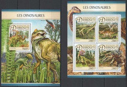 Fd1125 2017 Djibouti Dinosaurs Prehistoric Animals #1453-56+Bl543 Mnh - Préhistoriques