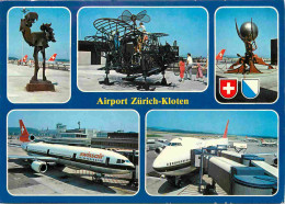 Aviation - Aéroport - Zurich Kloten - Multivues - Sculptures - Avion Swissair - Suisse - CPM - Voir Scans Recto-Verso - Aerodromes