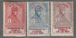 HONGRIE - N°139+140+141 * (1914) - Unused Stamps