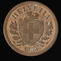  Suisse / Switzerland, , 2 Rappen, 1850, Paris, Bronze, TTB (EF),
KM#4.1 - 1/2 Franken