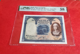 BILLETE 500 PESETAS 1927 PMG 58 CHOICE ABOUT UNC SPAIN BANKNOTE *COMPRAS MULTIPLES CONSULTAR* - 500 Pesetas