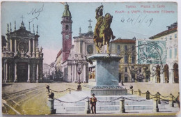 Torino - Piazza S.Carlo Mont.. A Vitt ..Emanuele Filiberto - CPA 1909 Voir état - Plaatsen & Squares
