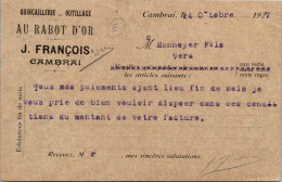 SELECTION  -  CAMBRAI  -  Publicité Quincaillerie Outillage AU RABOT D'OR . J-Francois. - Cambrai