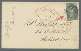 Tasmania: 1860, 4d Blue "heavily Reduced Size" On Attractive Small Envelope To H - Covers & Documents