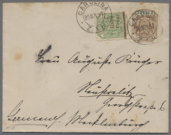 Transvaal: 1897, Wappen Im Achteck, 2 P. Braun / Grün, Zusammen Mit "Halve Penny - Transvaal (1870-1909)