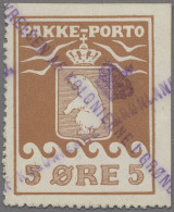 Greenland: PAKETMARKEN, 1910-1930, Zwei Gestempelte Werte - Die 5 Öre Rötlichbra - Cartas & Documentos