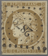 France: 1850, Ceres, 10 C. Gelbbraun, Allseits Vollrandiges, Farbfrisches Stück - Oblitérés