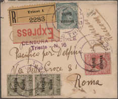 Italy - Venezia Giulia: 1918, 45 C Oliv, Senkrechtes Paar Zusammen Mit 10 C Rot - Venezia Giulia