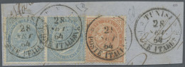 Italien Foreign POs: 1864, De La Rue (London Print) 10 Cent. Brown And A Pair 15 - Otros & Sin Clasificación