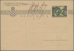 Croatia: 1943, Ganzsachenkarte, 1.50k. Schwarz/grün Auf Hellsämisch Mit Provisor - Croatie