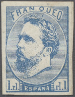 Spain: 1873, Don Carlos Nach Links Im Oval, 1 Real Blau Ohne Tilde Auf N Von Esp - Carlists