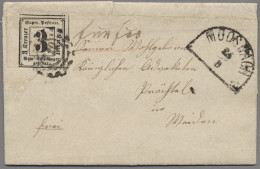 Bayern - Portomarken: 1866, 3 Kr. Schwarz, Geschnitten, Stück Vom Linken Seitenr - Otros & Sin Clasificación