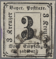 Bayern - Portomarken: 1862, Portomarke 3 Kreuzer Schwarz, Voll- Bis Breitrandig - Otros & Sin Clasificación