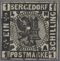 Bergedorf - Marken Und Briefe: 1861, Freimarke 1 Schilling Tiefschwarz Auf Weiss - Bergedorf