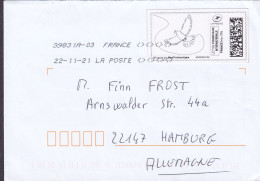 France SAUVETERRE, LA POSTE 2021 Cover Lettre HAMBURG Germany Lettre Prioritaire Internationale France Bird Vogel Oiseau - Lettres & Documents