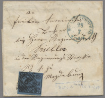 Braunschweig - Marken Und Briefe: 1857-1859, Wappen, 2 Sgr. Schwarz Auf Blau, Zw - Brunswick