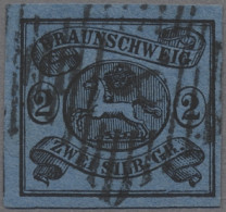 Braunschweig - Marken Und Briefe: 1853, Freimarke 2 Sgr. Schwarz Auf Hellblau, A - Brunswick