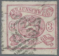 Braunschweig - Marken Und Briefe: 1864, 2 Sgr. Schwarz Auf Blau, Min. Durchstich - Brunswick