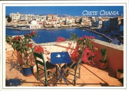 71339110 Chania Insel Kreta Terrasse Blick Auf Hafen Chania Insel Kreta - Greece