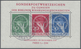 Berlin: 1949, Währungsgeschädigtenblock Mit Plattenfehler III (10 Pfg. Mit Grüne - Oblitérés