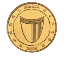 Malta: 2008, Medaille Aus 333er Gold Zur "Euro-Einführung", In Polierter Platte - Malta