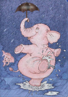 ELEFANTE Animale LENTICULAR 3D Vintage Cartolina CPSM #PAZ147.IT - Éléphants